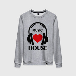 Свитшот хлопковый женский House Music is Love, цвет: меланж