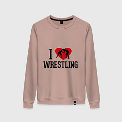 Свитшот хлопковый женский I love wrestling, цвет: пыльно-розовый