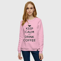 Свитшот хлопковый женский Keep Calm & Drink Coffee, цвет: светло-розовый — фото 2