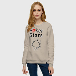 Свитшот хлопковый женский Poker Stars, цвет: миндальный — фото 2