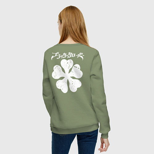 Женский свитшот ЧЁРНЫЙ КЛЕВЕР НА СПИНЕ / Авокадо – фото 4