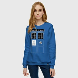 Свитшот хлопковый женский Доктор Кто, ТАРДИС, цвет: синий — фото 2
