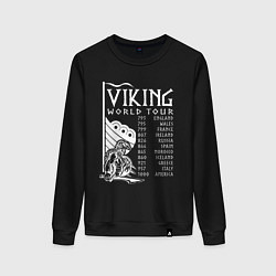 Свитшот хлопковый женский Viking world tour, цвет: черный