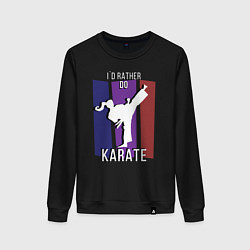 Свитшот хлопковый женский Id rather do karate, цвет: черный