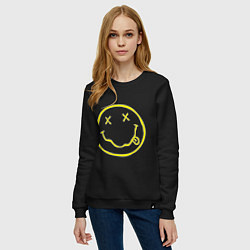 Свитшот хлопковый женский NIRVANA на спине, цвет: черный — фото 2