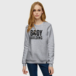 Свитшот хлопковый женский Бодибилдинг, цвет: меланж — фото 2