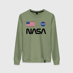 Свитшот хлопковый женский NASA НАСА, цвет: авокадо