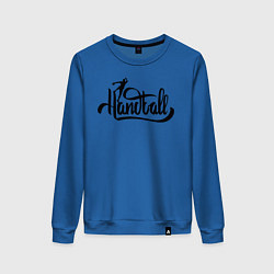 Свитшот хлопковый женский Handball lettering, цвет: синий