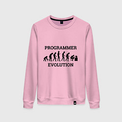 Свитшот хлопковый женский Эволюция программиста, цвет: светло-розовый