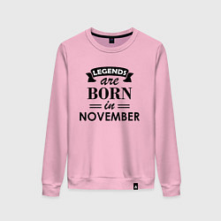 Свитшот хлопковый женский Legends are born in November, цвет: светло-розовый