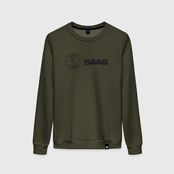Свитшот хлопковый женский Saab Black Logo, цвет: хаки