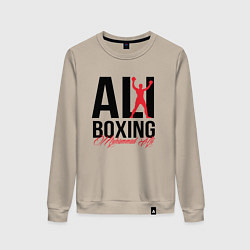 Свитшот хлопковый женский Muhammad Ali, цвет: миндальный
