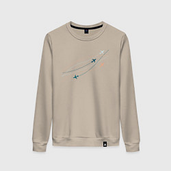 Свитшот хлопковый женский Flight track, цвет: миндальный