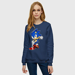Свитшот хлопковый женский SONIC, цвет: тёмно-синий — фото 2