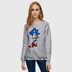 Свитшот хлопковый женский SONIC, цвет: меланж — фото 2