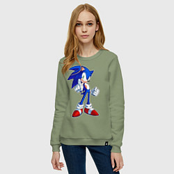 Свитшот хлопковый женский SONIC, цвет: авокадо — фото 2