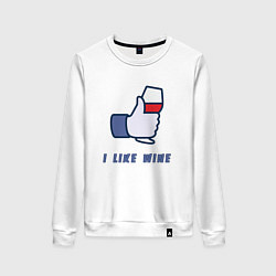 Свитшот хлопковый женский I like Wine, цвет: белый