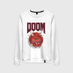 Свитшот хлопковый женский DOOM, цвет: белый