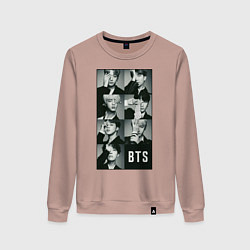 Свитшот хлопковый женский BTS, цвет: пыльно-розовый