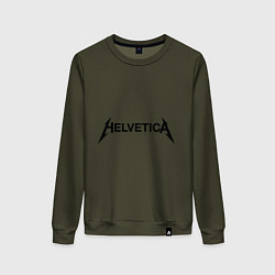 Свитшот хлопковый женский Helvetica Metallica, цвет: хаки