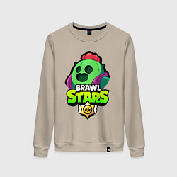 Свитшот хлопковый женский BRAWL STARS SPIKE, цвет: миндальный