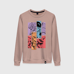 Свитшот хлопковый женский Аска и Синдзи, Евангелион, цвет: пыльно-розовый