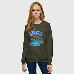 Свитшот хлопковый женский Ford Z, цвет: хаки — фото 2