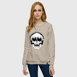 Свитшот хлопковый женский Skull Music lover, цвет: миндальный — фото 2