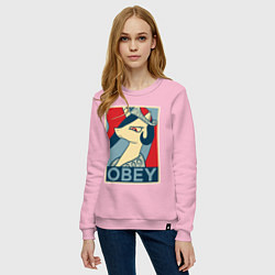 Свитшот хлопковый женский Trixie OBEY, цвет: светло-розовый — фото 2