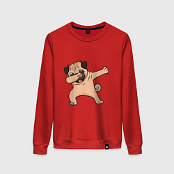 Свитшот хлопковый женский Мопс ДАБ, цвет: красный