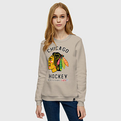 Свитшот хлопковый женский CHICAGO BLACKHAWKS NHL, цвет: миндальный — фото 2