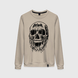 Свитшот хлопковый женский Череп, цвет: миндальный