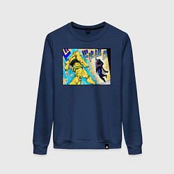 Свитшот хлопковый женский Дио идет на забив, цвет: тёмно-синий