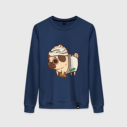 Свитшот хлопковый женский Сладкий мопс, цвет: тёмно-синий
