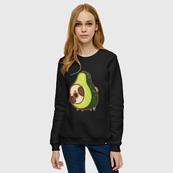 Свитшот хлопковый женский Мопс-авокадо, цвет: черный — фото 2