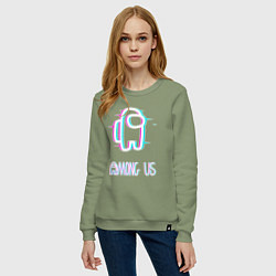 Свитшот хлопковый женский Among us, цвет: авокадо — фото 2