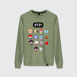 Свитшот хлопковый женский BTS BT21, цвет: авокадо