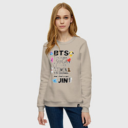 Свитшот хлопковый женский BTS BT21, цвет: миндальный — фото 2