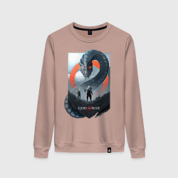 Свитшот хлопковый женский Кратос и Атрей, цвет: пыльно-розовый