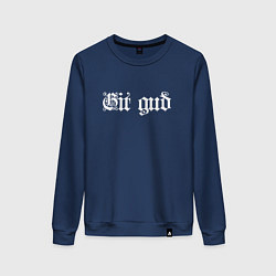 Свитшот хлопковый женский Git gud, цвет: тёмно-синий