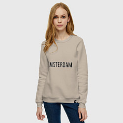 Свитшот хлопковый женский Amsterdam, цвет: миндальный — фото 2