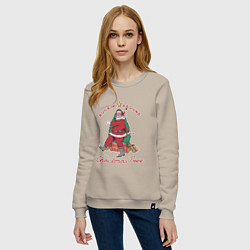 Свитшот хлопковый женский Rockin Santa, цвет: миндальный — фото 2