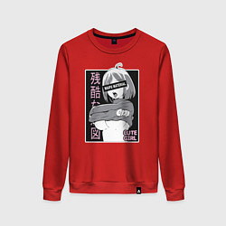 Свитшот хлопковый женский Cute girl, цвет: красный