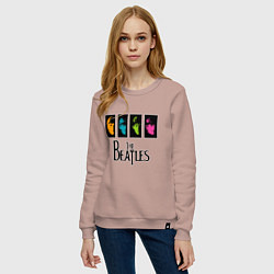 Свитшот хлопковый женский Всемирный день The Beatles, цвет: пыльно-розовый — фото 2