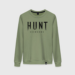 Свитшот хлопковый женский HUNT: showdown черный, цвет: авокадо