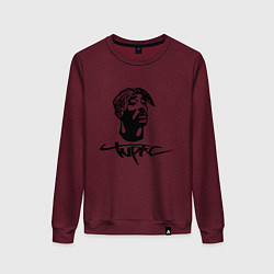 Свитшот хлопковый женский Tupac Shakur, цвет: меланж-бордовый