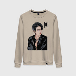Свитшот хлопковый женский BTS, цвет: миндальный
