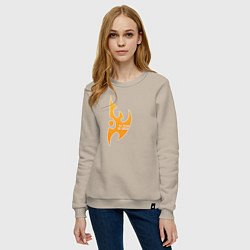 Свитшот хлопковый женский Protoss logo Orange, цвет: миндальный — фото 2