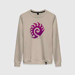 Свитшот хлопковый женский Zerg logo Purple, цвет: миндальный