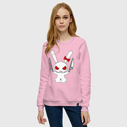Свитшот хлопковый женский Зайка с ножами, цвет: светло-розовый — фото 2
